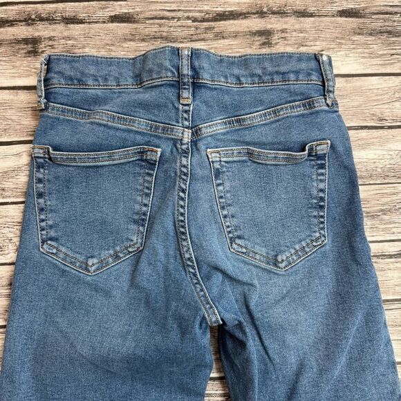 TopShop Women's Jamie Distressed Raw Hem Skinny Blue Denim Jeans 26 W26 L30 Zip - Picture 7 of 12